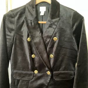 Chico's Black Velveteen Military Jacket Size 0
